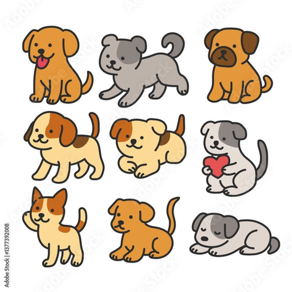 Fototapeta set of cartoon dogs