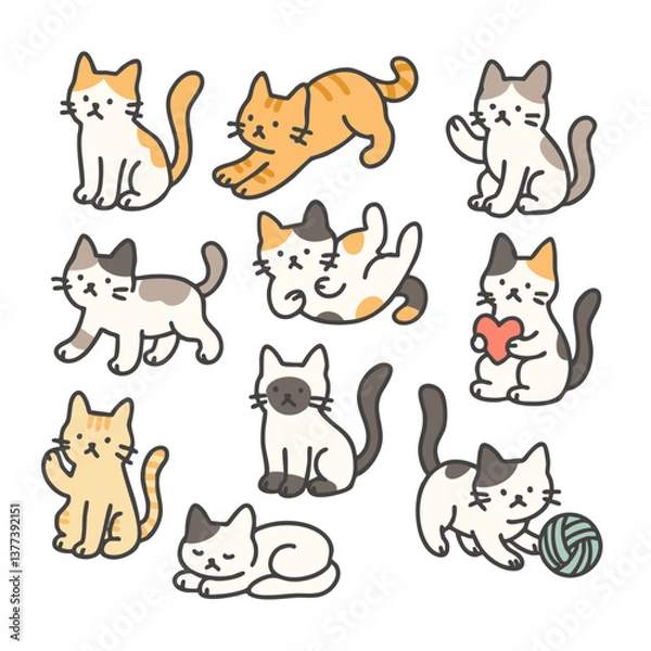 Obraz set of funny cartoon cats