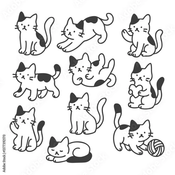 Obraz set of funny cartoon cats