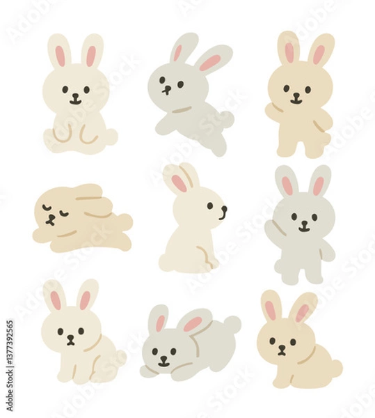 Obraz set of funny cartoon rabbits