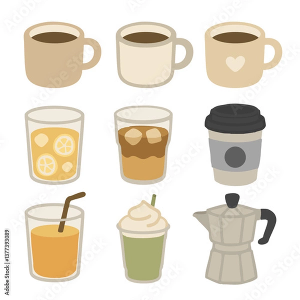 Obraz set of coffee cups