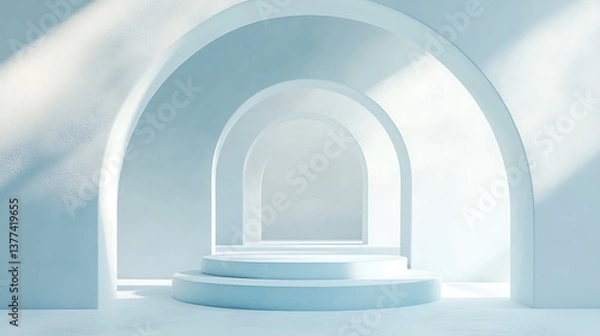 Obraz Blue background, Podium, Space 03