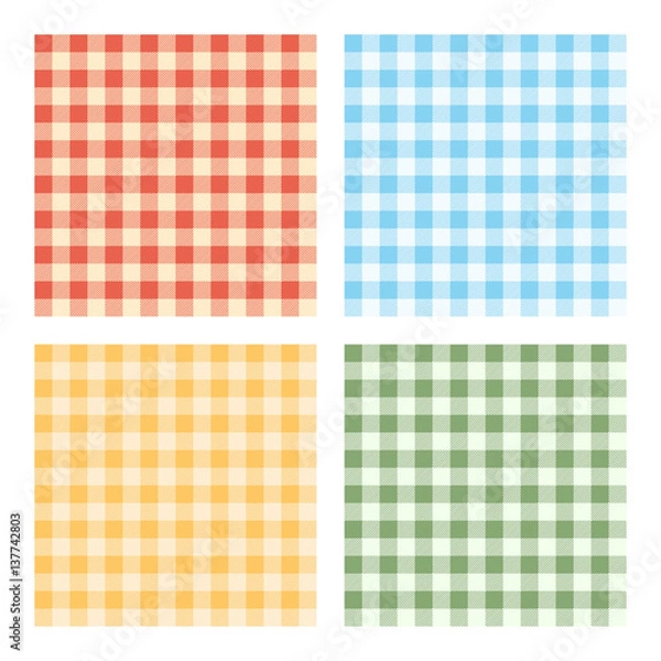 Fototapeta Vector Illustration Of Checked Tablecloths For Background. Four Color Variations.