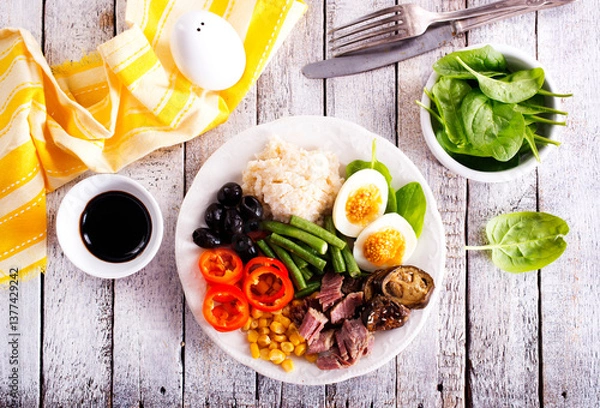 Obraz diet breakfast on white plate