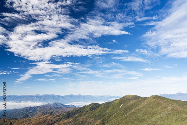 Obraz 山梨県山梨市　北奥千丈岳から望む金峰山と南アルプス
