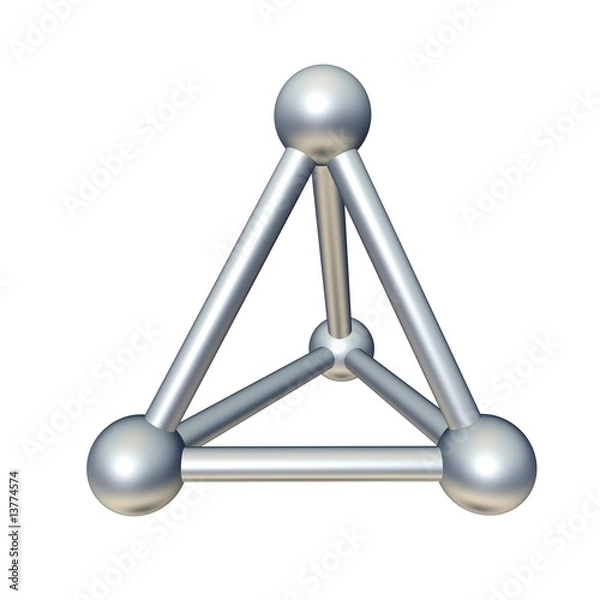 Fototapeta Pyramid model isolated on white. 3d rendered illustration.