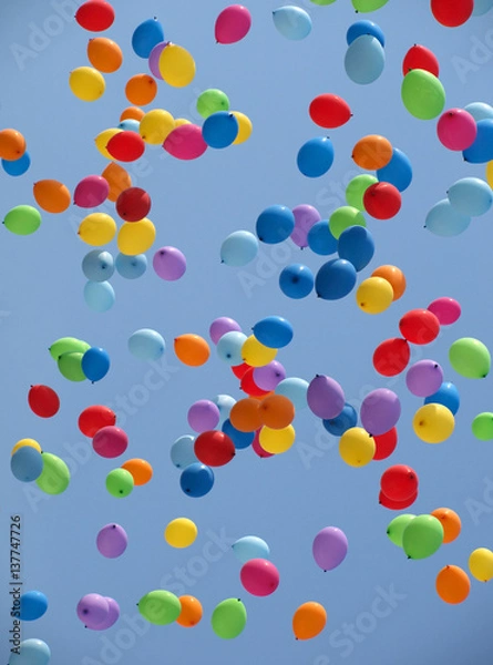 Obraz Multi colored balloons on a blue sky