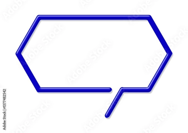 Fototapeta 六角形のような吹き出し　均等な太い線　青