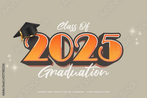Fototapeta Graduate class of 2025 vector with retro style text effect