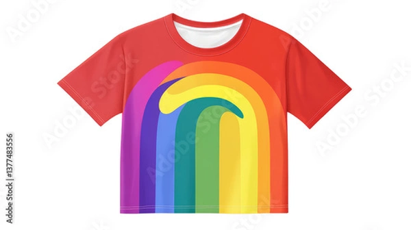 Fototapeta A Pride-themed T-shirt with a rainbow design  isolated on white background PNG
