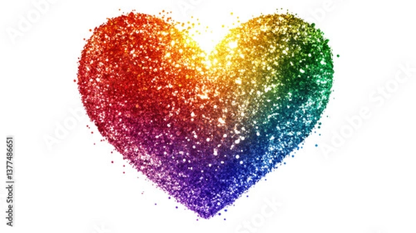 Fototapeta A rainbow-colored heart with a sparkle effect  isolated on white background PNG
