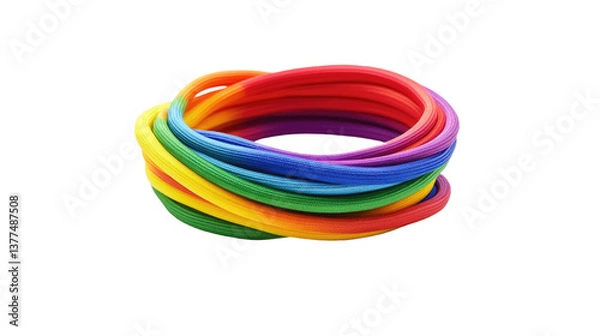 Fototapeta A rainbow-colored wristband symbolizing LGBTQ isolated on white background PNG