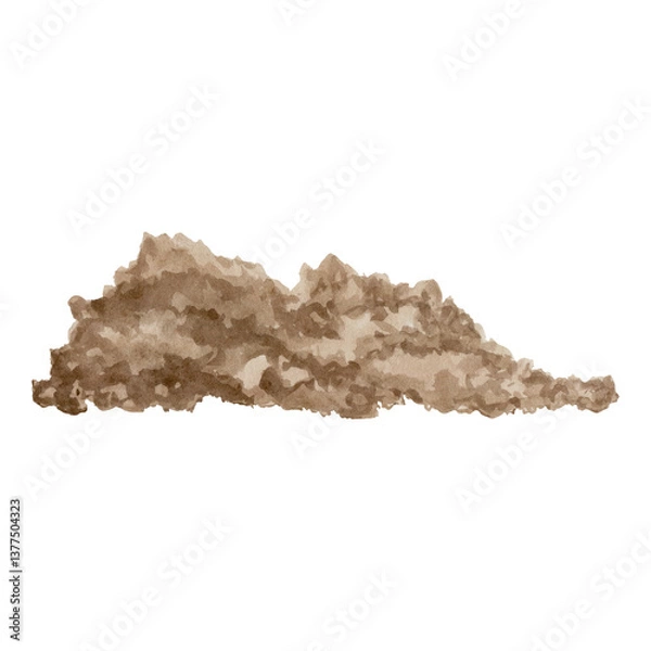 Fototapeta Compost pile, planting soil, little hill for gardening and home growing flowers and plants. Watercolor png illustration isolated on transparent. Element for spring design card, wrapping, flower shop