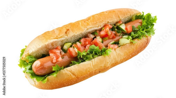 Fototapeta A hot dog isolated on white background