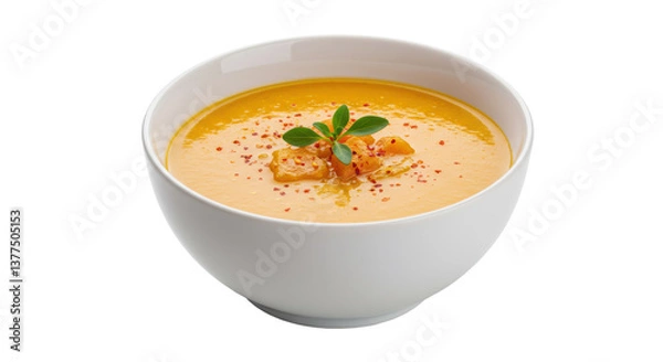 Fototapeta Isolated Bowl of Butternut Squash Soup