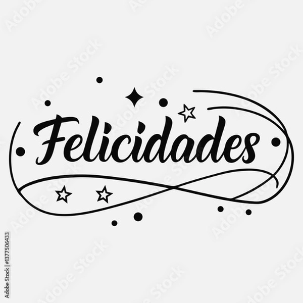 Obraz Felicidades Spanish Congratulations- Elegant Script Calligraphy Typography vector design for tshirt, trendy tee,  t shirt Muchas felicidades print