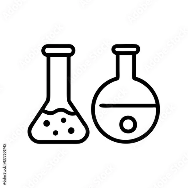 Fototapeta Chemistry Lab Equipment Vector Icons for Scientific Research Use. chemistry icon set, set of laboratory equipment, vector, vectoral drawing.Science Containers Set. Vector isolated black .