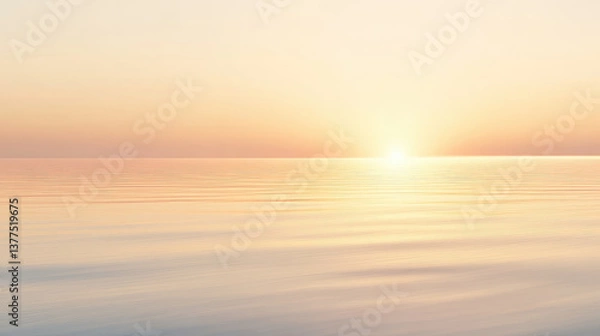Fototapeta A peaceful sunrise scene with soft golden light isolated on white background PNG