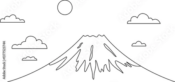 Obraz 富士山の線画ベクターイラスト