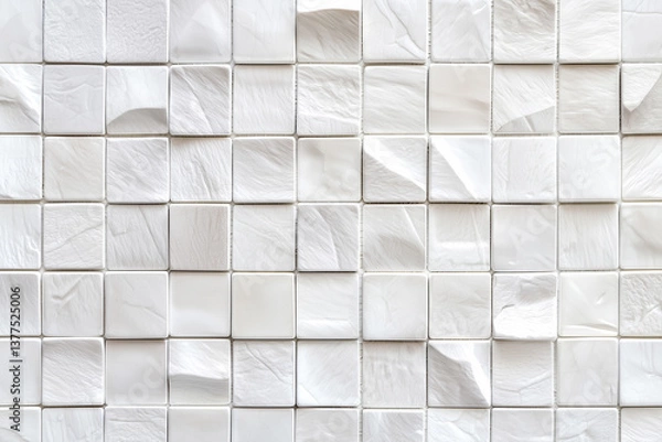 Obraz Seamless ceramic tiles, white wall background texture 