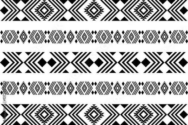 Obraz Geometric, seamless,pixel traditional ethnic, thai pattern, fabric pattern for textiles, rugs, wallpaper, clothing, sarong, batik, print, background, cover, illustration