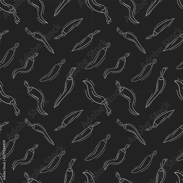 Fototapeta chilli pepper seamless pattern, doodle chilli pattern background