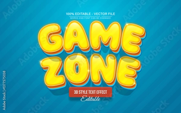 Fototapeta Yellow Game Zone 3D text effect