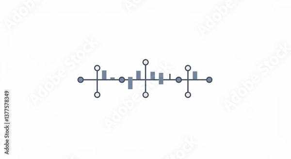 Fototapeta Minimalist Audio Equalizer Graphic with Line and Bars on White Background