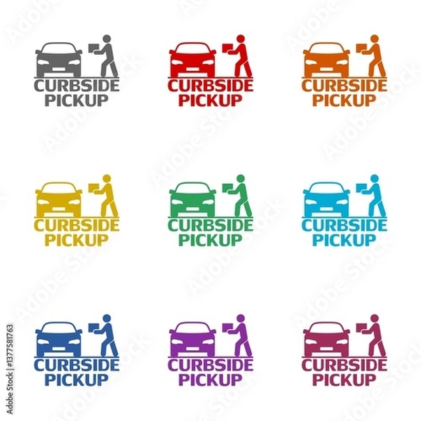 Fototapeta Curbside pickup icon isolated on white background. Set icons colorful