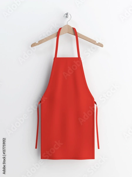 Fototapeta Apron, red apron, apron mockup 3d rendering