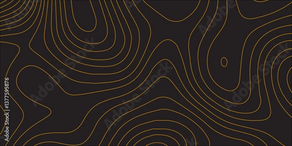 Fototapeta Premium-Quality Abstract Topographic Line Map with Stylish Wavy Contours and a Dark Background for a Bold and Contemporary Design