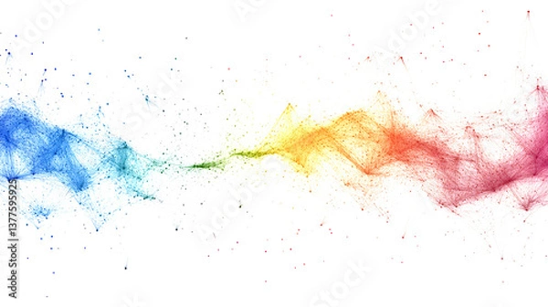 Fototapeta Colorful Web of Connections: Abstract Spectrum Network on white and transparent background. PNG