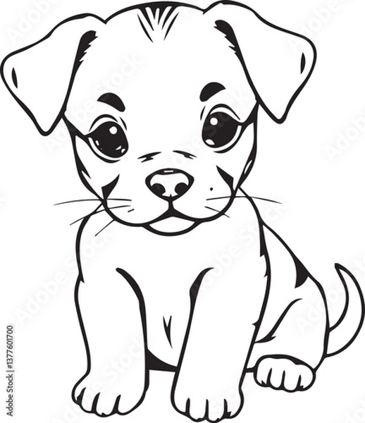 Fototapeta Cute puppy. Hand drawn vector illustration