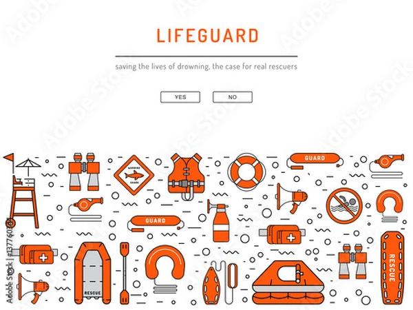 Obraz Lifeguard flat outline icon