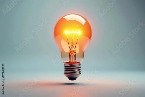 Fototapeta Floating lightbulb with gears, white backdrop , planning, machine, gears