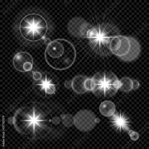 Obraz Lens flare sunlight vector effects set