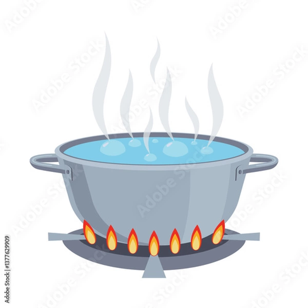 Obraz Boiling water in pan design vector flat isolated illustration