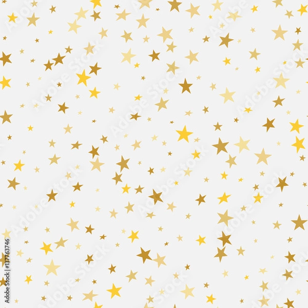 Fototapeta Abstract white modern seamless pattern with gold stars.