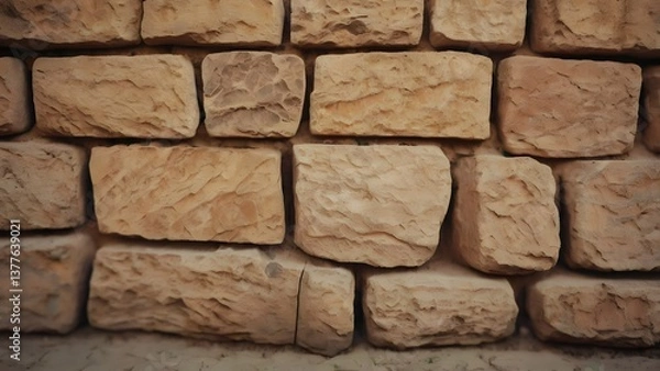 Obraz Weathered Sandstone Texture Background – Rustic Stone with Warm Beige Tones for Vintage & Historical Designs