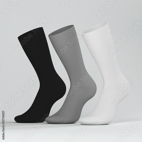 Fototapeta Socks, three socks mockup 3d rendering