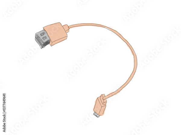 Obraz usb cable on white background