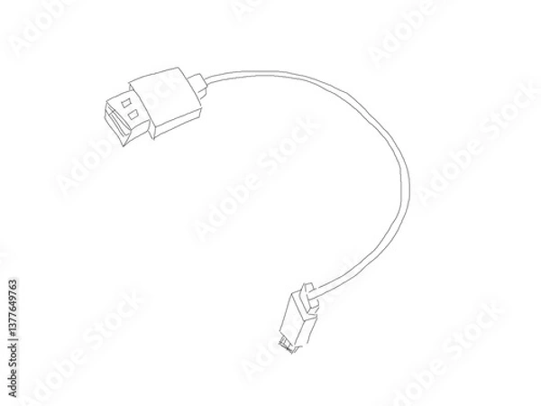 Obraz usb cable on white background
