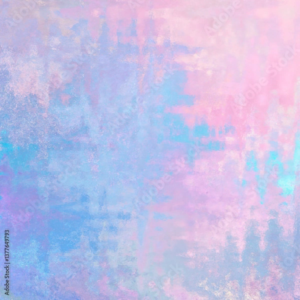 Obraz Abstract textured poster background, cover template with pastel blue and pink tones. linear grain patterns. Generative AI for flyer, social media, banner, music, ads.