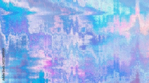 Obraz Abstract textured poster background, cover template with pastel blue and pink tones. linear grain patterns. Generative AI for flyer, social media, banner, music, ads.