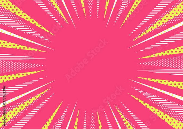 Obraz ピンク色のポップな集中線の背景イラスト