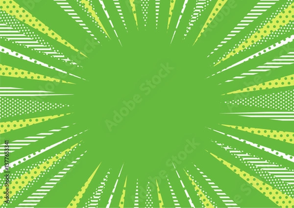Obraz 緑色のポップな集中線の背景イラスト