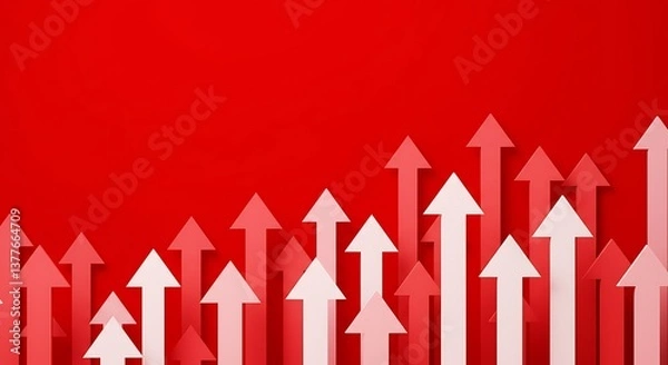 Fototapeta Crimson Ascent Red Arrows Rising Gradient Growth Upward Momentum Scarlet Surge Rising Tide Red A Crimson Climb Red Arrows Rising Growth in Red Ascending Arrows AI Generated