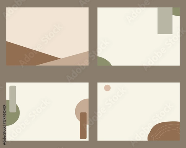 Fototapeta Abstract vector shapes aesthetic background vector. corporate style cover template with earthy colors nudes Modern wallpaper design perfect for business template, social media, photo frame