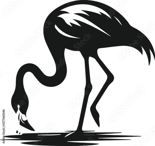 Obraz Black flamingo vector