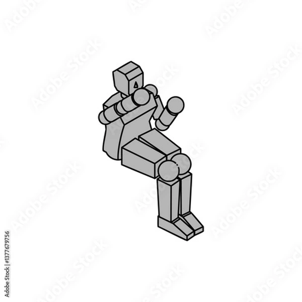 Obraz 座っている人型ロボットのアイソメ素材_2